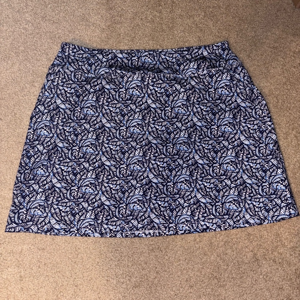 Tommy Bahama Navy & White Swirl-Leaf A-Line Skirt